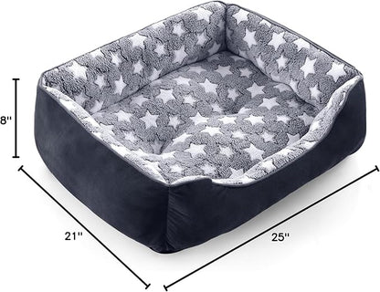 GASUR Dog Beds Small Plus Size, Small Dog Bed Washable, Orthopedic Pet Sofa Bed, Pet Cuddler Anti-Slip Bottom, Soft Calming Sleeping Warming Puppy Bed (S Plus (25"x 21"x 8"), Black)