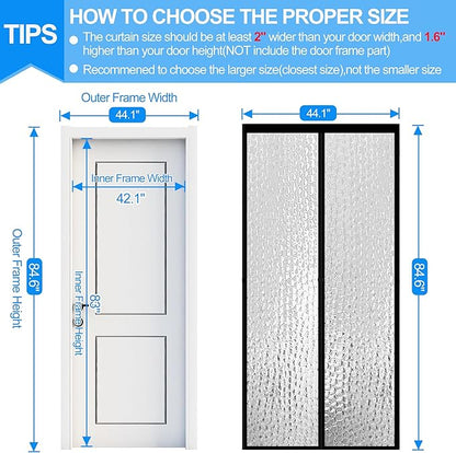 RELIANCER Magnetic Thermal Insulated Door Curtain,Waterproof EVA Door Cover,Fit Doors Size Up to 42"x83",Temperature Protection Insulated Doorway Curtain Partition,Patio Self-Closing Doors Net Screen