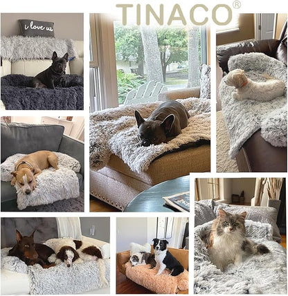 Tinaco Calming Dogs/Cats Bed Mats, Dog Pad Washable Removable Couch Cover, Plush Long Fur Mat for Pets, Waterproof Lining, Perfect for Small, Medium and Large Dogs and Cats (Gradient Brown, 41"x37")