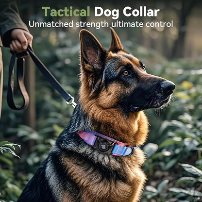 2026 Upgrade Waterproof AirTag Dog Collar, Military Tactical Dog Collar with AirTag Holder, Comfortable Control Handle and Metal Buckle, GPS Dog Collar Holder for Medium to Large Dogs (Snow Cone,M)