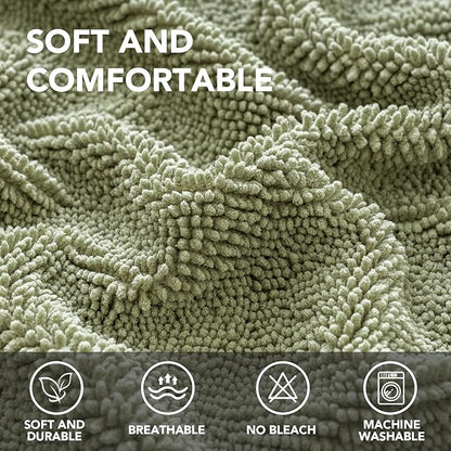 H.VERSAILTEX Non Slip Pet Couch Cover Chenille Dog Bed Protector Thick Soft Sofa Slipcover Pet Friendly Washable Couch Cushion Covers for Pets (68" x 82", Sage)