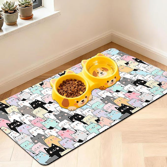 Pet Feeding Mat for Floors Waterproof Dog Mat for Food and Water Absorbent Quick Dry Non Slip mat for Cat Bowls