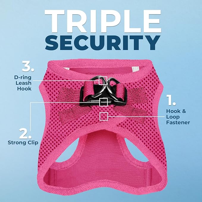 Best Pet Supplies Voyager Step-in Air Harness - All Weather Mesh, Reflective, No Pull Harness for Dogs, Cats - Secure with Hook & Loop Fastener, Buckle, Double D-Rings - Fuchsia, XS
