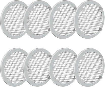 8-Pack 2" Circular Vent Covers, Steel Mesh Screen,Circular Screen with Tab Fasteners for Pet Cages (Reptiles/Birds) and Storage Shelves, Home, Garage & Industrial Airflow
