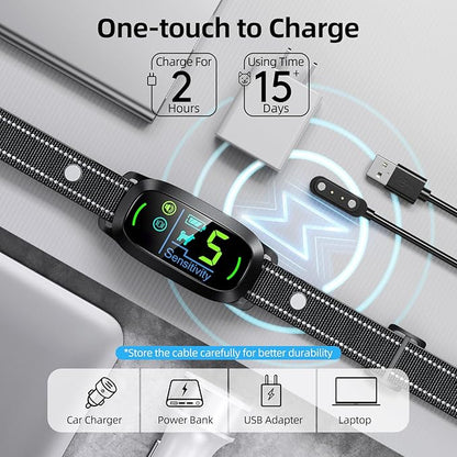 Dog Bark Collar, Rechargeable Smart Collar, Anti Barking Training Collar with 5 Adjustable Sensitivity Beep Vibration, Bark Collar for Large Medium Small Dogs (Black)