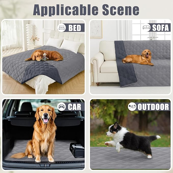 Smiry Waterproof Dog Bed Cover Blanket 40x50, Soft Reversible Pet Blanket, Washable Leakproof Cats Dogs Couch Cover for Sofa, Couch, Furniture, Grey/Dark Grey