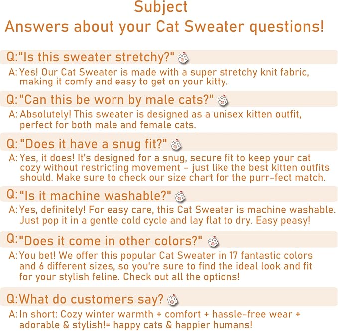 Stretchy Cat Sweater - 17 Colors & 6 Sizes | Snug Winter-Ready Knit for Boy/Girl Cats & Kittens(Khaki, Medium)