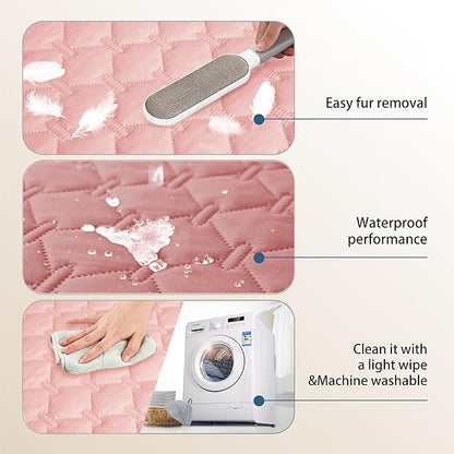 gogobunny 3X Stronger Waterproof Pet Blanket, Scratch Proof Furniture Protector for Dogs Cats, Reversible Cover 82x82 Inch, Dark Pink/Light Pink