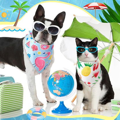 Chunful 100 Pieces Dog Bandanas Bulk Summer Pet Bandanas Pack Triangle Scarf Bib Kerchief Set for Small Large Dog Costume Accessories Decoration(19.7 x 13.8 x 13.8,Fruit)