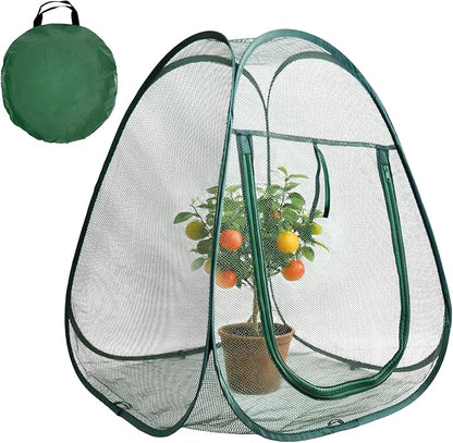 1PC Mesh Plant Protector Tent from Animals, 28X28X32Inch Pop Up Garden Netting Cover Large Green Crop Cage Plant Protection Tent to Protect Outdoor Potted Plants Flowers Fruits from Deer Birds Cat
