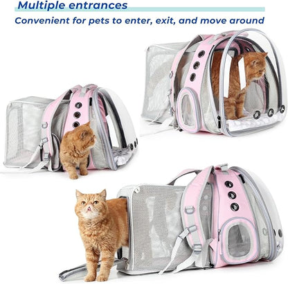 Lollimeow Expandable Cat Backpack Carrier for Large Cats & Small Dogs - Airline Approved Pet Bubble Backpack with Dual-Side Expansion, Perfect for Travel, Hiking & Outdoor Adventures, Up to 16lbs