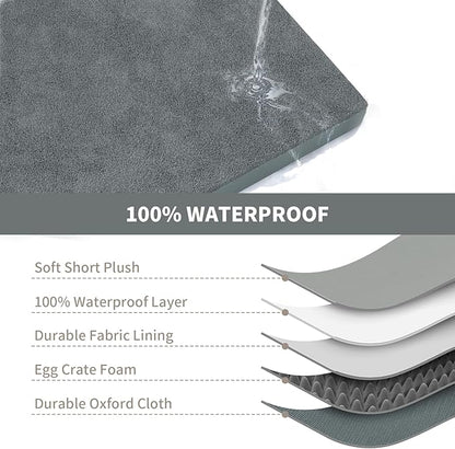 Flat Extra Large Dog Bed, Jumbo Waterproof Dog Bed for Large Dogs, Orthopedic Egg Crate Foam Pet Mat with Removable Washable Cover, Gray