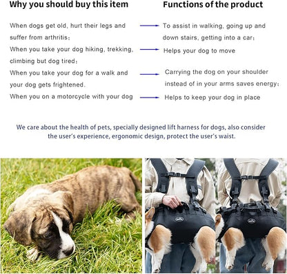 Dog Backpack Carrier for Medium Dogs Emergency Backpack, Old, Disabled, Joint Injuries, Arthritis, Rehabilitation Carrier Nail Trimming, Senior Dogs Up and Down Stairs, Cars(66-88LBS)