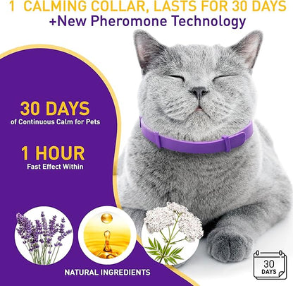 4 Pack Calming Collar for Cats – Pheromone Cat Calming Collar Cat Anxiety Relief and Stress – Adjustable Water Resistant Breakaway Calming Collars Natural Ingredients Pheromones Rapid Effect
