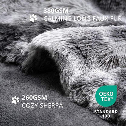 gogobunny Waterproof Dog Blanket for Couch & Furniture Protection - Super Soft Reversible Throw for Large Dogs & Cats, Calming Washable Fur & Sherpa Pet Blanket(33x77 Inch, Tie-dye Grey)