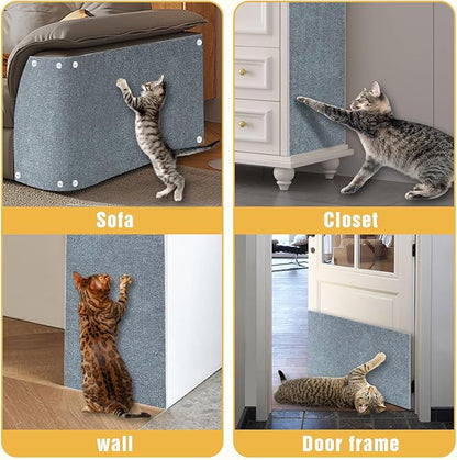 3PCS Cat Scratch Mat, 39.4"x11.9" DIY Trimmable Self-Adhesive Cat Scratching Mat, Couch Protector from Cats Claw, Indoor Furniture Protector for Cats Scratching (Light Gray)