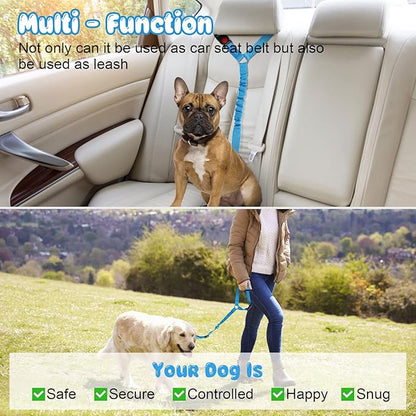 BWOGUE Pet Dog Cat Seat Belts, Car Headrest Restraint Adjustable Safety Leads Vehicle Seatbelt Harness (1 Pack, Blue, Elastic)