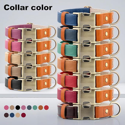 Plutus Pet Genuine Leather & Hemp Dog Collar – Adjustable Heavy Duty Pet Collar with Quick Release Metal Buckle, Soft & Stylish for Puppy and Small, Medium, Large Dogs (Beige, M)