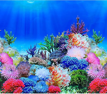 Fish Backgrounds Paper Double Sides Undersea Aquarium Background Poster Colorful Sea Anemone Fish Tank Background Sticker Decorations 16"x 33"