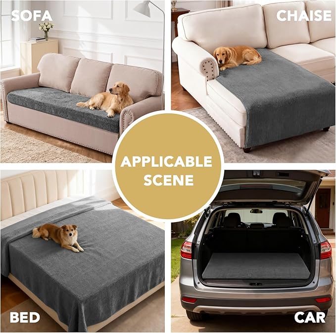 H.VERSAILTEX Non Slip Pet Couch Cover Chenille Dog Bed Protector Thick Soft Sofa Slipcover Pet Friendly Washable Couch Cushion Covers for Pets (40" x 50", Gray)