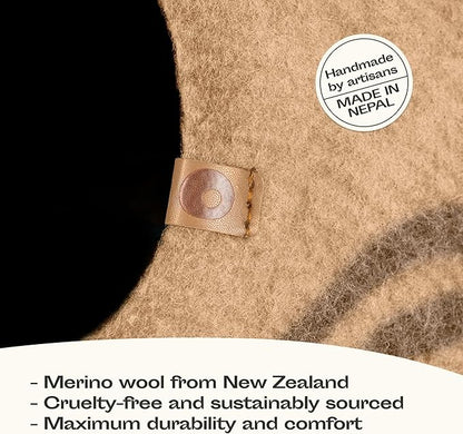 MEOWFIA Cat Cave – Premium Felt Cat Bed for Indoor Cats, Handmade Merino Wool (Beige, Medium)