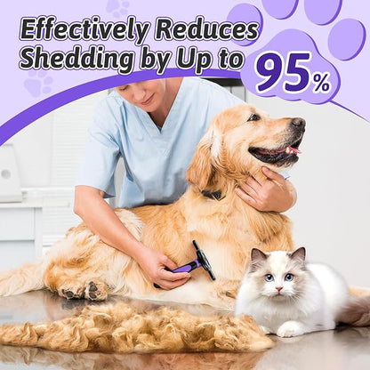 MIU COLOR Long Hair Pet Grooming Brush, Deshedding Tool for Medium and Large Dogs & Cats, Effectively Reduces Shedding by up to 95% for Pet Hair, Purple