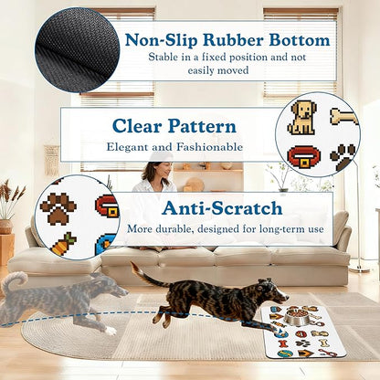 Dog Fun Pet Feeding Mat–Christmas Stocking Quick Dry Absorbent Dog Cat Food Mat, Non Slip Waterproof Bowl Placemat for Messy Eaters, Pet Accessories for Floors 16"x24"