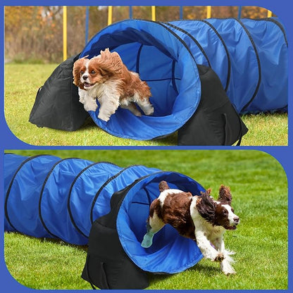 16 ft Dog Agility Equipment Dog Agility Tunnel with Sandbags and Carry Bag Dog Tunnel for Outdoor Indoor Backyard Agility Training Play Playground
