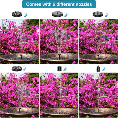 AISITIN 2 x 1.5 W DIY Solar Powered Garden Fountain with 6 Nozzles Effects for Ponds, Bird Bath, Aquarium, Garden Fountain