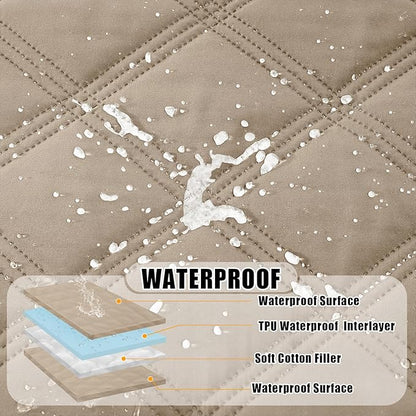 Smiry Waterproof Dog Bed Cover Blanket 52x82, Soft Reversible Pet Blanket, Washable Leakproof Cats Dogs Couch Cover for Sofa, Couch, Furniture, Taupe/Taupe