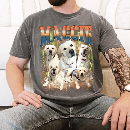 H-DEWALL Custom Shirts Custom Bootleg Rap Shirt for Him Custom Face Shirt with Photo Pet Custom Tees Gift for Dog Cat Lover