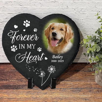 Personalized Dog Memorial Stone with Photo and Name Custom Pet Remembrance Plaque Sympathy Keepsake for Loss of Dog Outdoor Grave Garden Memorial Decor