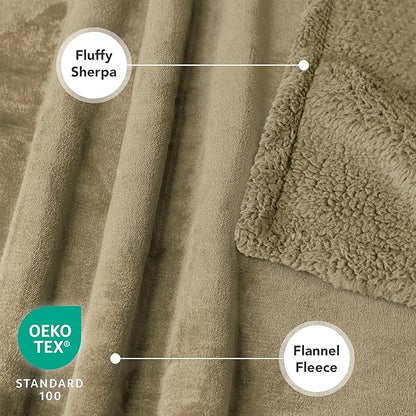 PetAmi Dog Blanket for Bed, XL Pet Blanket Large Dogs, Fleece Furniture Couch Cover Protector Sofa Car Crate Kennel, Soft Sherpa Cat Throw Plush Reversible Washable, Twin 60x80 Solid Taupe