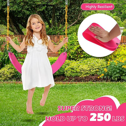 Sunnyglade 8PCS Swings Seats Heavy Duty with 66" Chain, Playground Swing Set Accessories Replacement with Snap Hooks, Support 250lb (8, Pink)