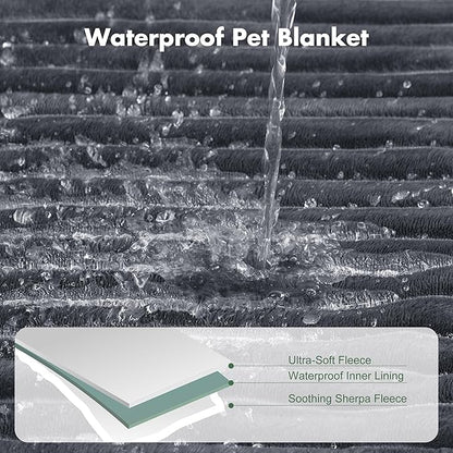 Waterproof Dog Blanket for Large Dogs - Washable Pet Throw Blanket for Couch Bed Protector, Cozy Fleece Calming Dog Blankets for Indoors & Outdoors, Dark Grey, 50"x60"