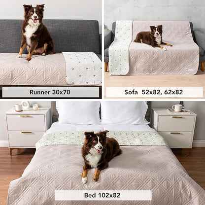 PetAmi Waterproof Dog Bed Cover, Reversible Furniture Protector for Cats & Dogs, Washable Blanket for Couch Seat, 102x82 Beige
