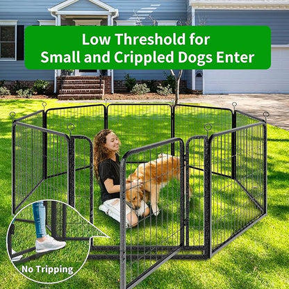 Dog Playpen Outdoor Extra Wide 32 Piece Panels Heavy Duty Dog Fence 32" Height Anti-Rust with Doors Portable for RV Camping Yard, Total 84FT, 561 Sq.ft, Snowy Black