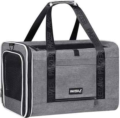 Top Loading Medium Cat Carrier with Privacy Curtain, Soft-Sided Small Pet Travel Crate Vet Visit, Little Puppy Dog Kennel Bag Suitcase Luggage Sleeve, 18x11x11 Inch Grey