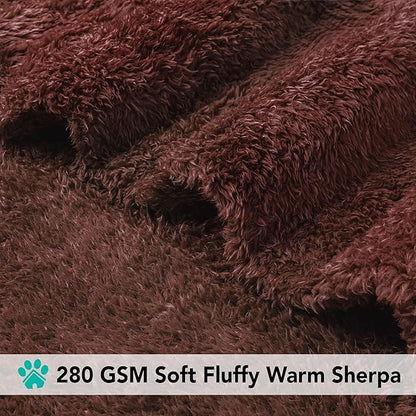 PetAmi Dog Blanket for Large Dogs, Brown Fluffy Soft Sherpa Fleece for Puppies and Kittens, Calming Pet Throw for Bed, Washable Sofa Couch Cover, X-Large 60x80