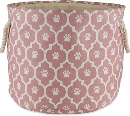 Bone Dry 6192 Pet Storage Collection Lattice Paw Print, Medium Round, Rose