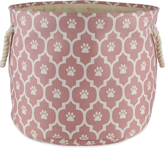 Bone Dry 6192 Pet Storage Collection Lattice Paw Print, Medium Round, Rose