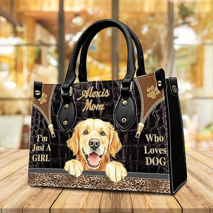 Personalized Pet Mom Leather Handbag – Custom Name Dog Cat Photo Purse, Pet Lover Gifts for Women, Christmas