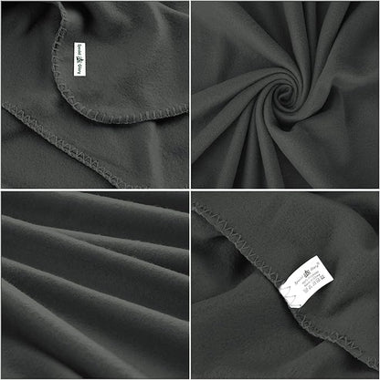 Fleece Throw Blanket Set Bulk for Travel Kids Outdoor Wedding Pet (Black Grey, Pack of 6 50x60 Inches)