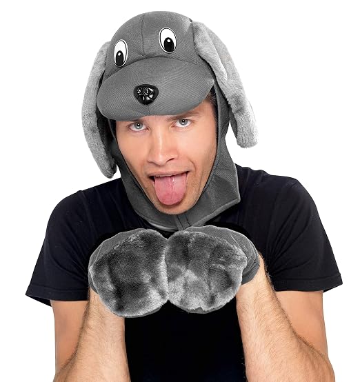Smiffys Dog Costume, Hood & Gloves, One Size (Grey) by Unknown