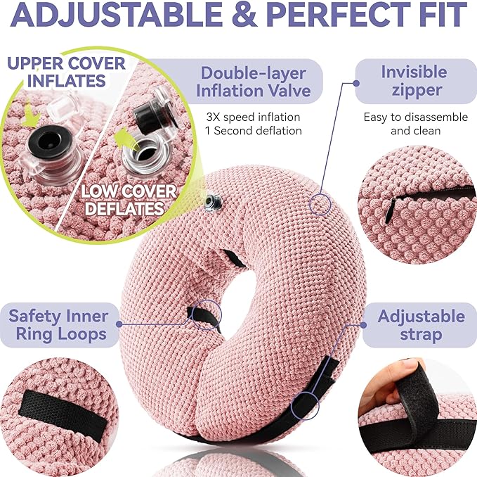 Soft Inflatable Dog Cone Collar for Large Medium Small Dogs Cats After Surgery - Neck Donut, E Collar Alternative for Recovery