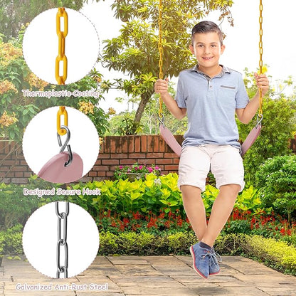 Sunnyglade 8PCS Swings Seats Heavy Duty with 66" Chain, Playground Swing Set Accessories Replacement with Snap Hooks, Support 250lb (8, Pastel Pink)