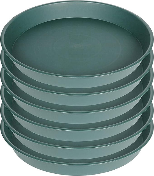 6 Pack of 7 inch Plant Saucer, Heavy Duty Plastic Plant Water Tray 7 inch Round, Flower Plant Saucers for Indoors No Holes, Plant Dishes Saucer for Planter 7"/8" (7", Green)