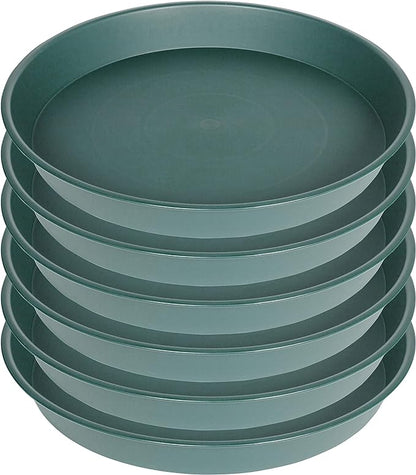 2 Pack of 8 inch Plant Saucer Clear, Heavy Duty Plastic Plant Water Tray 8 inch Round, Flower Plant Saucers for Indoors No Holes, Plant Dishes Saucer for Planter 7"/8" (8", Green)