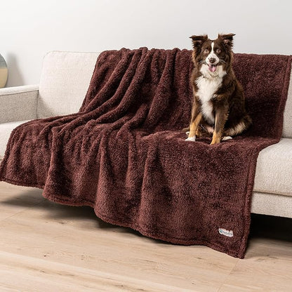 PetAmi Dog Blanket for Large Dogs, Brown Fluffy Soft Sherpa Fleece for Puppies and Kittens, Calming Pet Throw for Bed, Washable Sofa Couch Cover, X-Large 60x80
