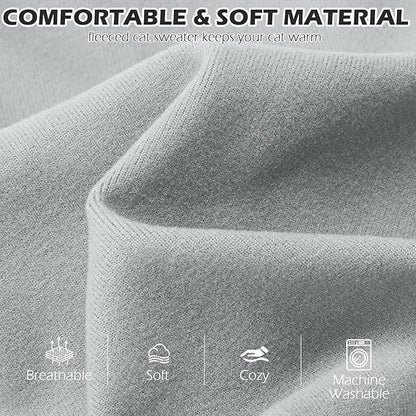 EXPAWLORER Soft Cat Sweater - Sweaters for Cats Only Warm Kitten Clothes, Fall and Winter Pet Coat Pullover Design, Fleece Sweatshirt Clothing Also for Puppy Small Dogs, Grey Large